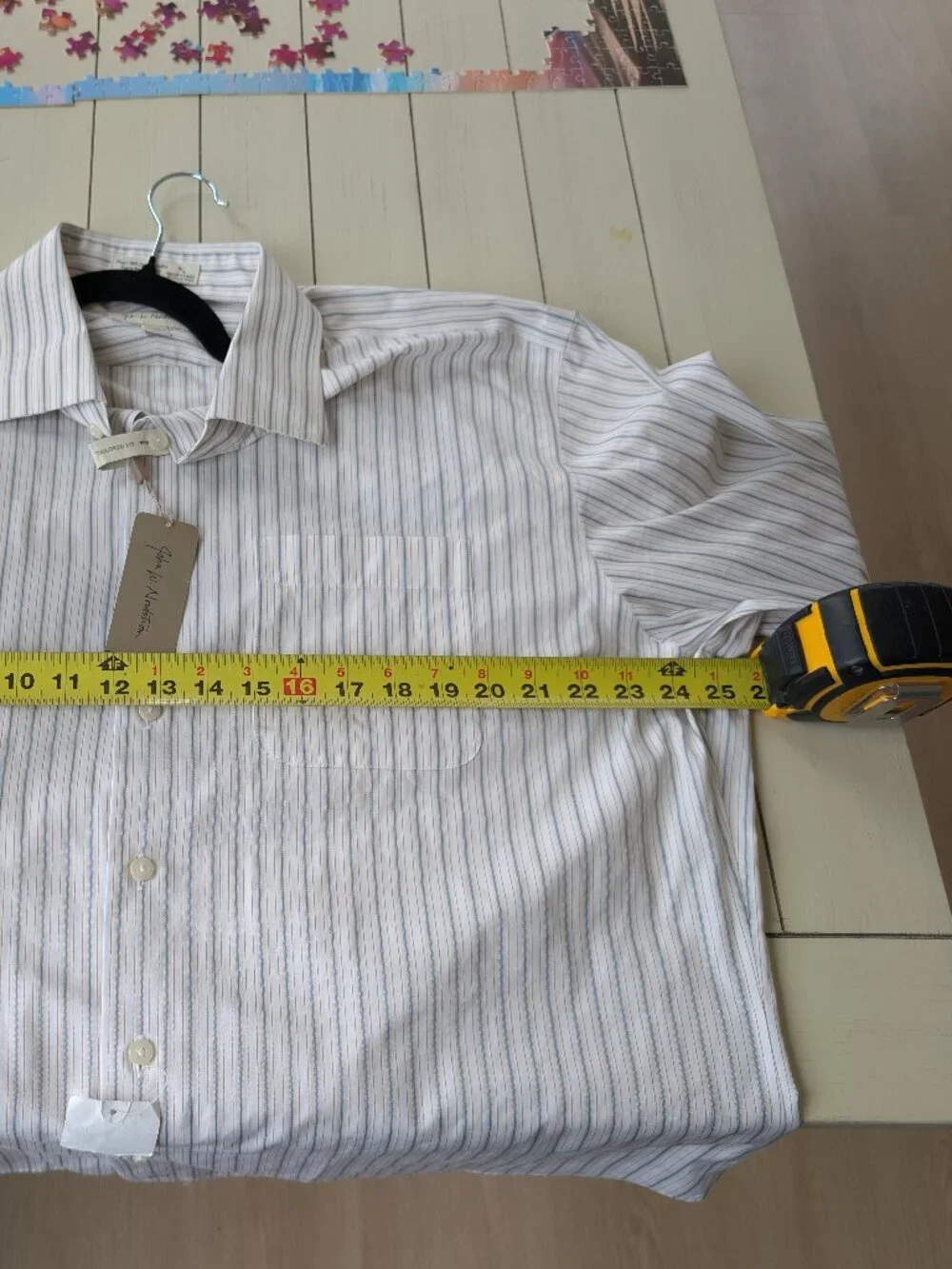 NWT John W. Nordstrom Stripe Collared Shirt 17 Neck Egyptian Cotton Wrinkle Free